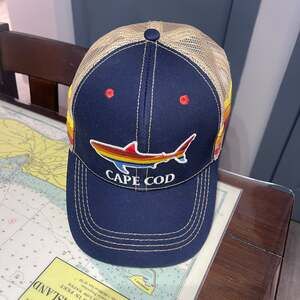 Cape Cod shark-themed trucker cap